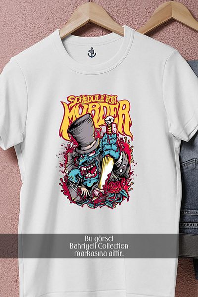 Bahriyeli Collection Oversize Blue Blade Monster Vector Design Unisex T-Shirt