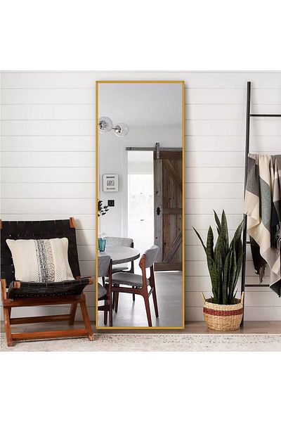 Living Rectangular Standing Mirror with Gold Frame ,155*45 cm