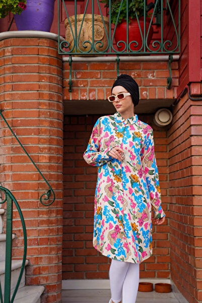 Polologin Butik Дълга туника с пролетен мотив