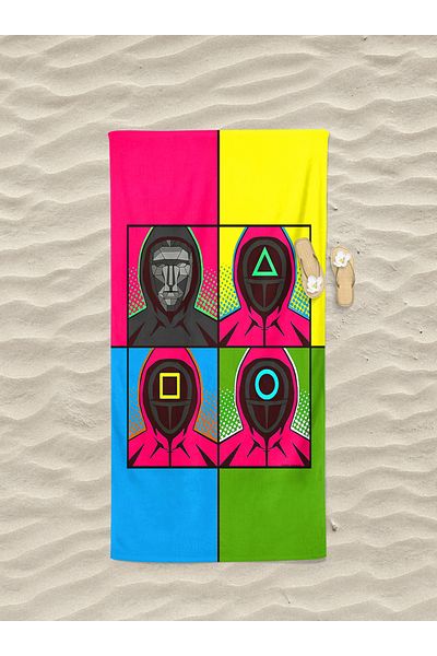 Erays Home Squid Game Digital Printed Beach Towel Unisex Beach Sea Towel Summer Towel