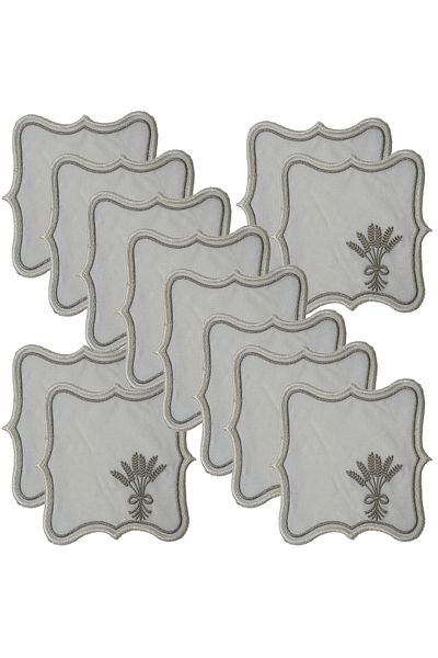 NB Neubella Home Nerina 12 Piece Luxury Cocktail Napkin Presentation Embroidered Cover Set Worry-Free 12-Person Dowry Linen Party