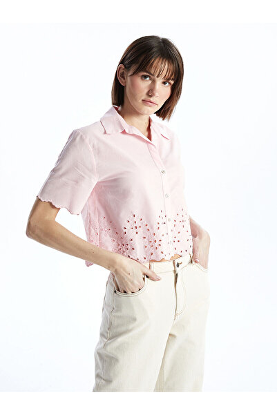 LC Waikiki Peak New Season Lace-Like Knit Poplin Women's Shirt