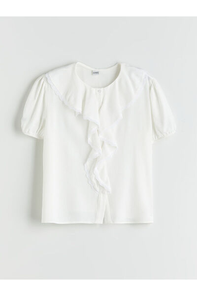 LC Waikiki New Season Ruffle Detailed Girls Crop Shirt - S5M152Z4