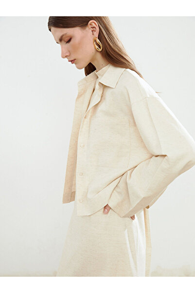 LC Waikiki Peak New Season Oversize Linen Blend Women's Shirt