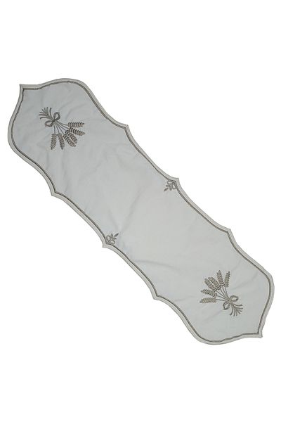 NB Neubella Home Луксозна пътека Nerina Runner, бродирана маса, масичка за кафе, конзола, кухненска покривка, Carefree Dowry, лен, гипюр