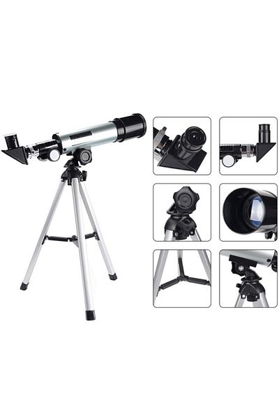 MBB ETİCARET Mini Telescope Black Space Telescope Aluminum Body with Tripod 50 X 360