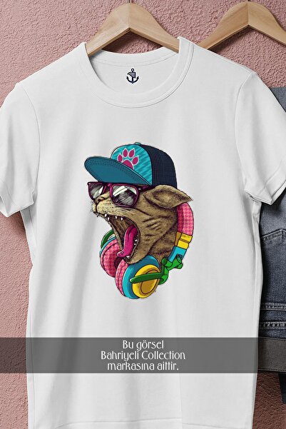 Bahriyeli Collection Oversize Crazy Cat Design Unisex T-Shirt