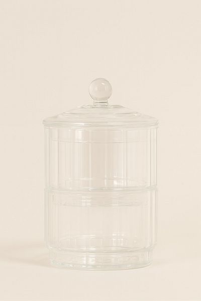 Mirilliahome Two Tier Glass Snack and Sugar Bowl |   Stackable Bowl Set