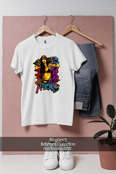 Bahriyeli Collection supradimensionat Xtreme tricou unisex cu design graffiti...