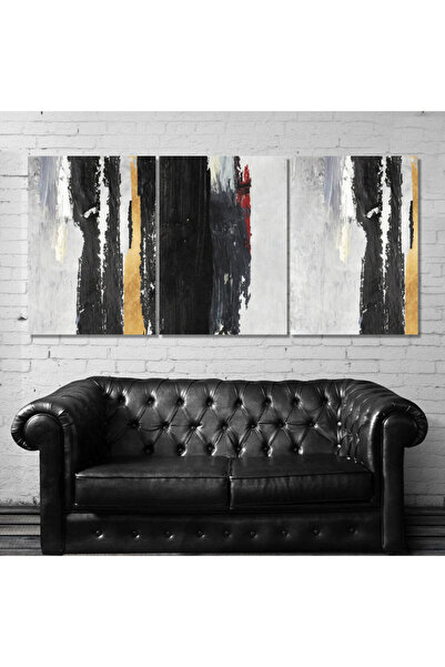 Marktna ثلاث لوحات قماشية فخمة بتصميم مودرن مع برواز بني مجوف