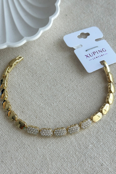 Modacaprea Xuping 14K Taşlı Oktagon Taşlı Zincir Kadın Bileklik – 17+2 cm | A...