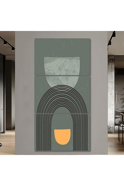 4gdran Three modern canvas paintings with a hidden wooden frame