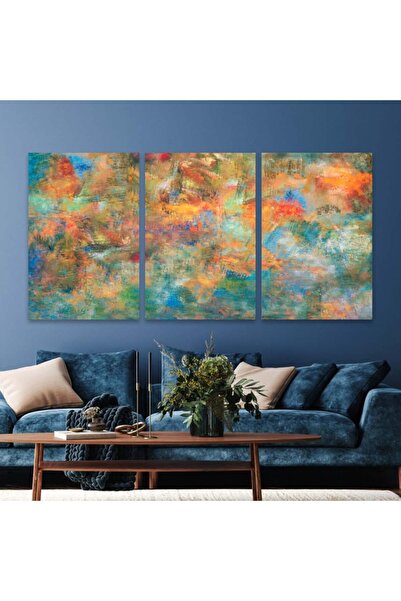 4gdran ثلاث لوحات قماشية فخمة بتصميم مودرن مع برواز فضي مجوف