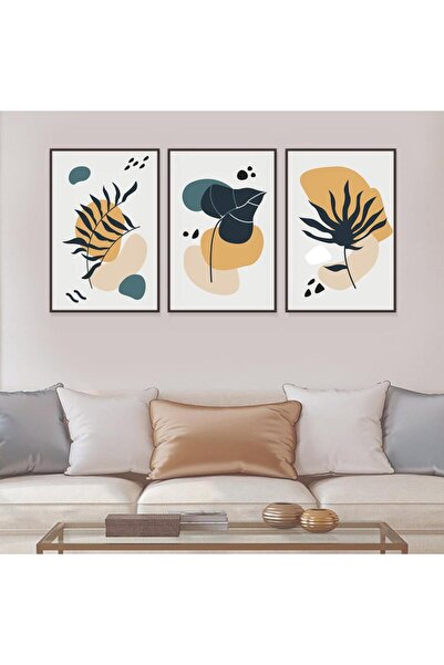 Marktna ثلاث لوحات قماشية بتصميم الفن البوهيمي مع برواز بني مجوف