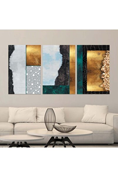 Marktna ثلاث لوحات قماشية فخمة بتصميم مودرن مع برواز فضي مجوف