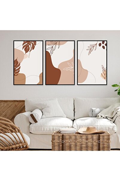 SND ثلاث لوحات قماشية بتصميم الفن البوهيمي مع برواز أسود مجوف