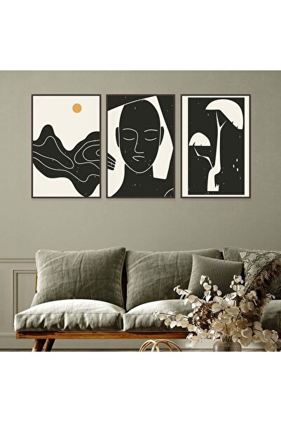 SND ثلاث لوحات قماشية بتصميم الفن البوهيمي مع برواز شامبين مجوف