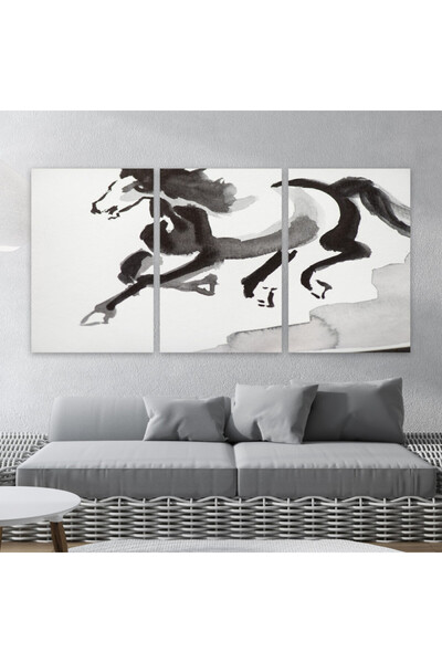 Marktna ثلاث لوحات قماشية فخمة بتصميم مودرن مع برواز فضي مجوف