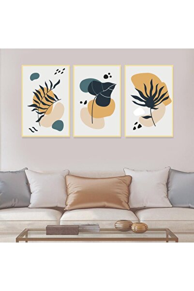 4gdran ثلاث لوحات قماشية بتصميم الفن البوهيمي مع برواز ذهبي مجوف