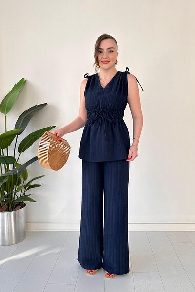 MaziButik Tied Double Suit Navy Blue