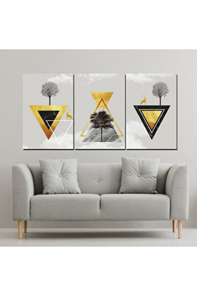 4gdran ثلاث لوحات قماشية فخمة بتصميم مودرن مع برواز فضي مجوف