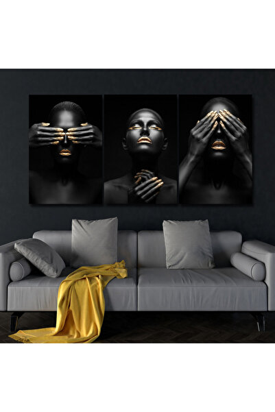 4gdran ثلاث لوحات قماشية فخمة بتصميم مودرن مع برواز أسود مجوف