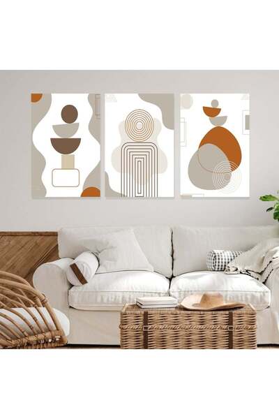 SND ثلاث لوحات قماشية بتصميم الفن البوهيمي مع برواز خشبي مخفي