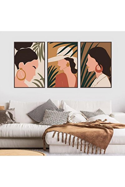 Marktna ثلاث لوحات قماشية بتصميم فتاة مع برواز شامبين مجوف