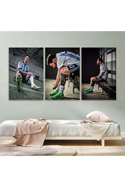 4gdran ثلاث لوحات قماشية ليونيل ميسي مع برواز شامبين مجوف