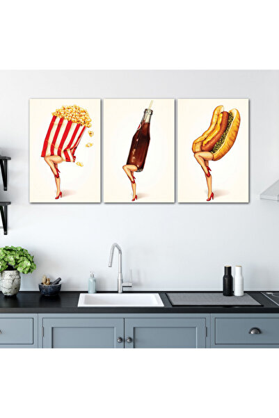 SND ثلاث لوحات قماشية بوب ارت مع برواز خشبي مخفي