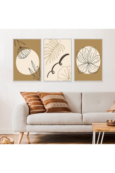 4gdran ثلاث لوحات قماشية بتصميم الفن البوهيمي مع برواز فضي مجوف