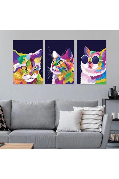 Marktna ثلاث لوحات قماشية بتصميم مودرن مع برواز خشبي مخفي