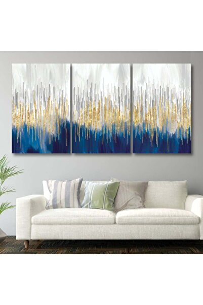 Marktna ثلاث لوحات قماشية فخمة بتصميم مودرن مع برواز بني مجوف