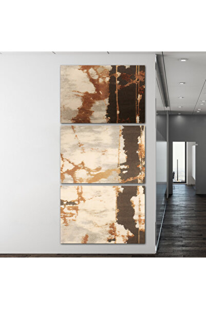4gdran ثلاث لوحات قماشية بتصميم تجريدي مع برواز شامبين مجوف