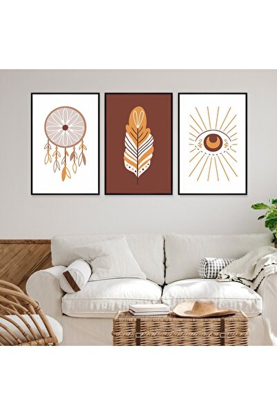 Marktna ثلاث لوحات قماشية بتصميم الفن البوهيمي مع برواز أسود مجوف