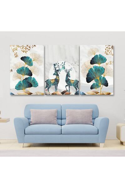 Marktna ثلاث لوحات قماشية فخمة بتصميم مودرن مع برواز شامبين مجوف