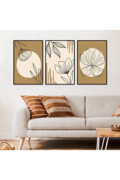 SND ثلاث لوحات قماشية بتصميم الفن البوهيمي مع برواز أسود مجوف