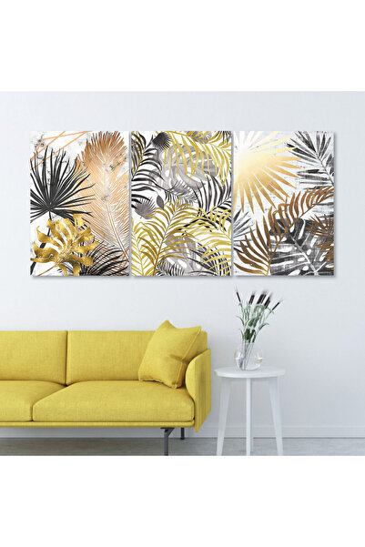 4gdran ثلاث لوحات قماشية فخمة بتصميم مودرن مع برواز فضي مجوف