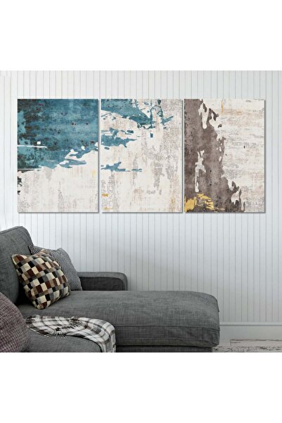 Marktna ثلاث لوحات قماشية مودرن بتصميم تجريدي مع برواز شامبين مجوف