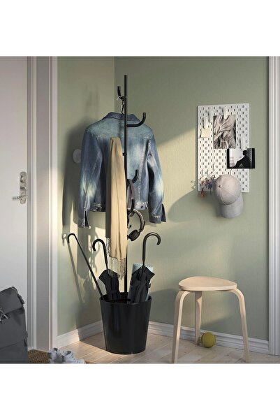 IKEA QUİCK Ayaklı Askılık 173x33 Cm İkea Çelik Portmanto Siyah Şemsiyelik Sep...