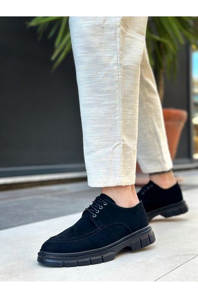 BOA Ba0237 Lace-Up Classic Black Sole Suede Casual Men's Shoes