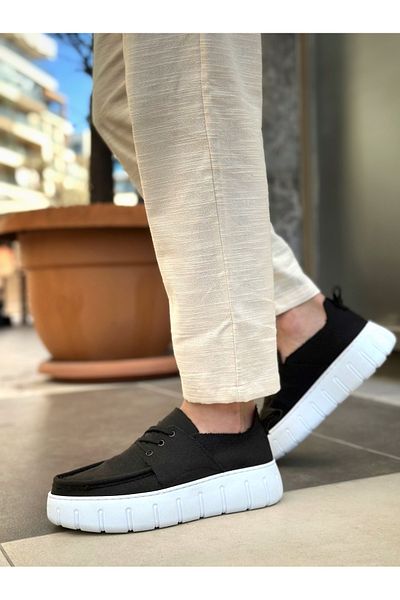 BOA Ba0676 Boa Black Linen High White Sole Men's Summer Shoes