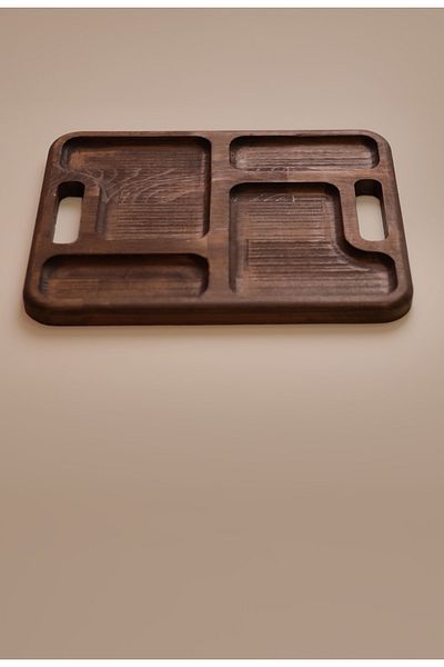 Rabo Craft Slicio - 5-Eye Solid Pine Wood Presentation Tray, with Handles, Minimal Design