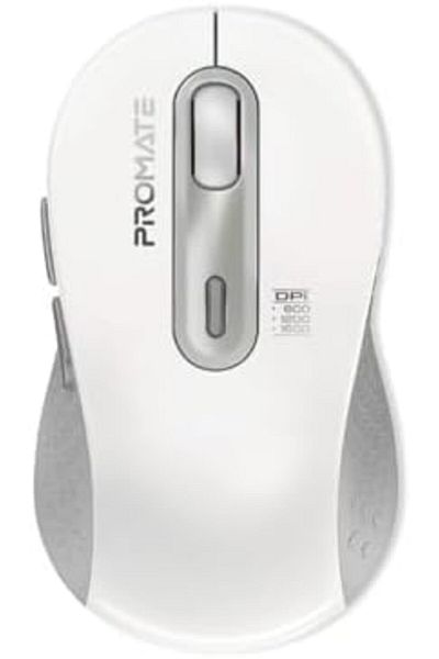 Promate Wireless Mouse, Ergonomic Ambidextrous Wireless Mice with Dual Mode Connectivity, Bluetooth