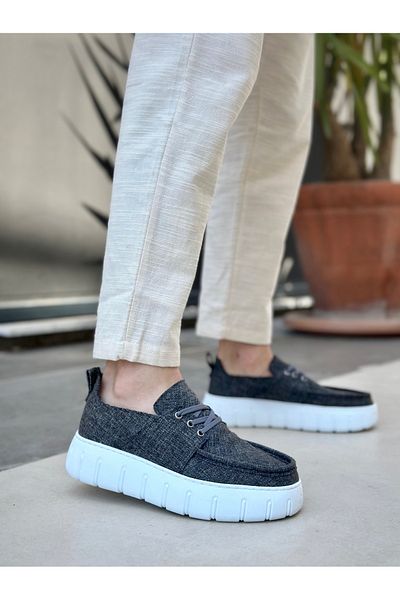 BOA Ba0676 Boa Gray Linen High Sole Men's Summer Shoes
