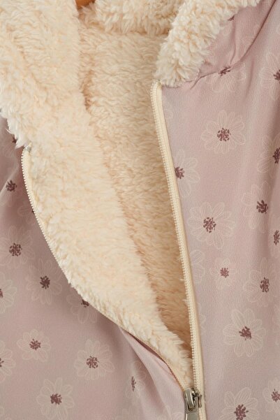 Babykokko Patterned Baby Girl Winter Zippered Water Repellent Astronaut Jumpsuit