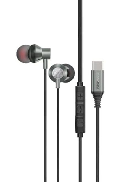 Promate USB-C Earbuds, Premium Comfort-Fit Type-C In-Ear Earphones with In-Built Microphone, Anti-Ta