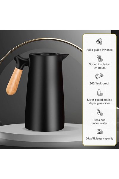 Primo Plus Thermal Flask for Hot Drinks, Large Capacity 1 Liter, 24 Hours Heat Retention