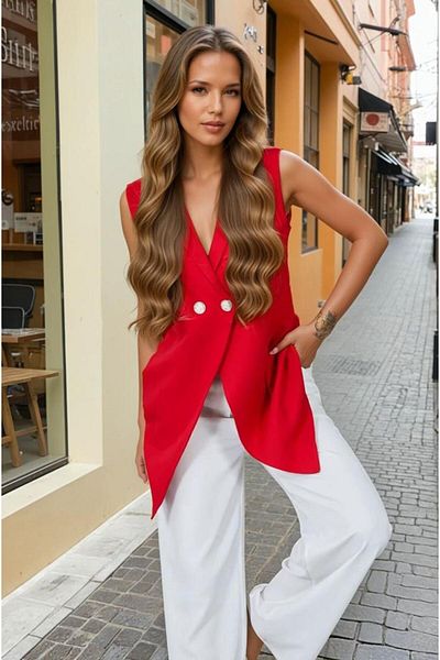 Pasaklı Giyim Women's New Season Red Atlas Sleeveless Vest 3706300