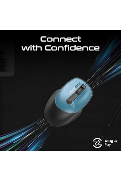 Promate Wireless Mouse, EZGrip Ergonomic Ambidextrous 2.4GHz Mice, Adjustable 1600DPI, 6 million Key